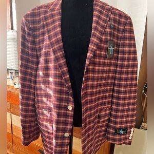 Stylish Red Plaid Men's Steve Harvey Blazer
